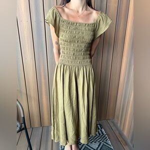 moon river ruffle midi dress